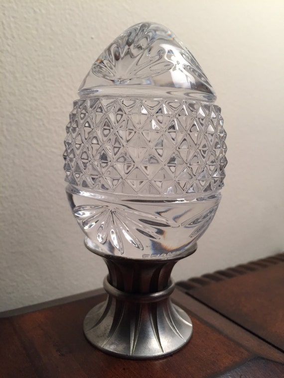 Lead Crystal Egg with Pewter