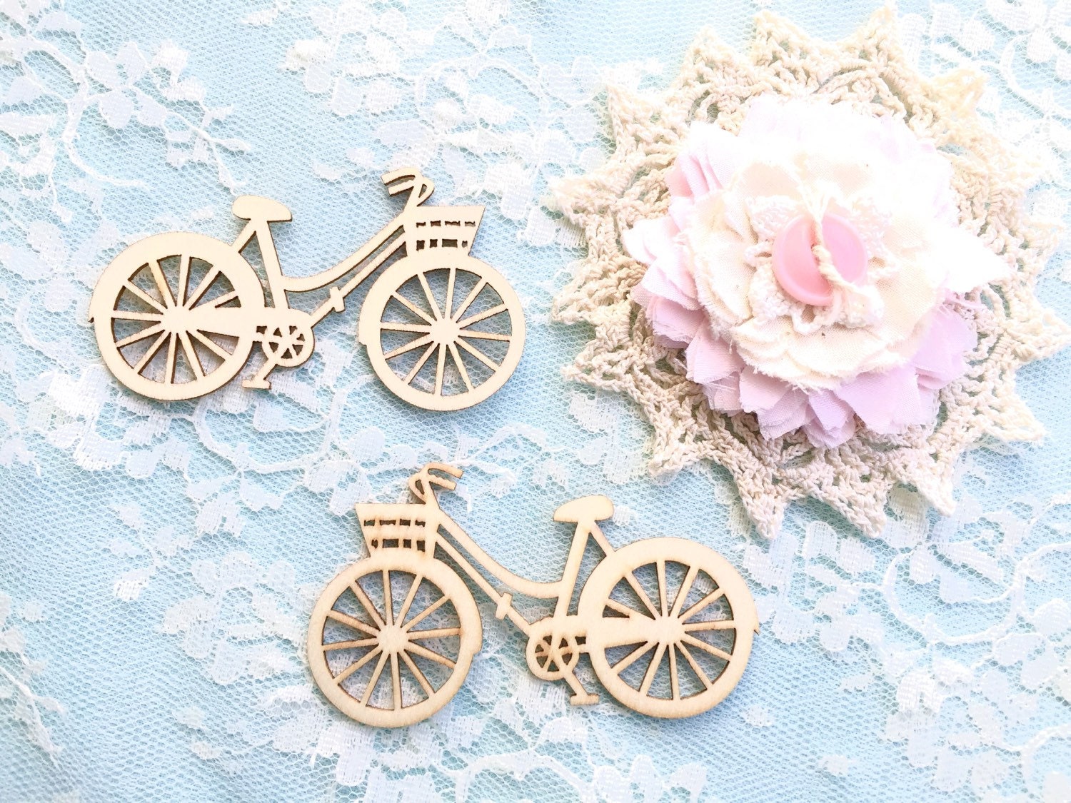 Wooden Embellishments/Laser Cut Wood Bicycles/Scrapbooking