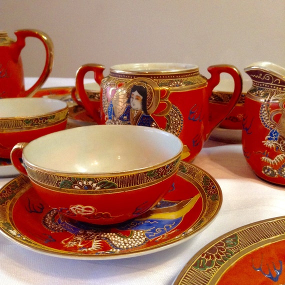 Antique Japanese Tea Set 21 Piece Set Satsuma Hand
