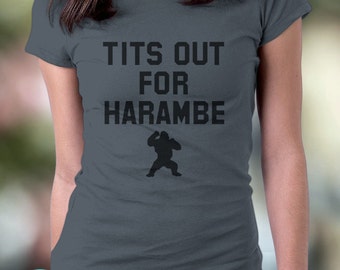 New Tits Out For Harambe Shirt Gorilla Meme Funny Shirt Cotton Jersey Mens and Ladies Womens T-Shirt Unisex Adult Sizes