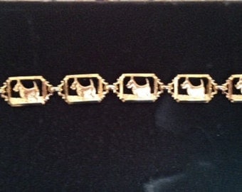 Vintage Scotty Scottie Dog Scottish Terrier Goldtplated Bracelet 1960's Unused