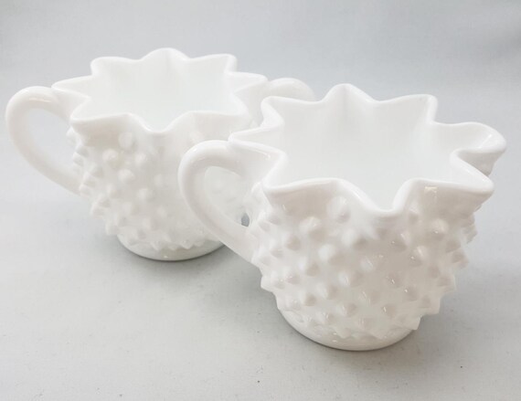 Fenton Hobnail Milk Glass Cream & Sugar Set