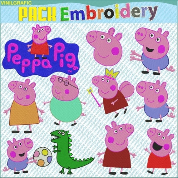 Peppa Pig set of 11 Embroidery Designs Sewing Patterns Brother