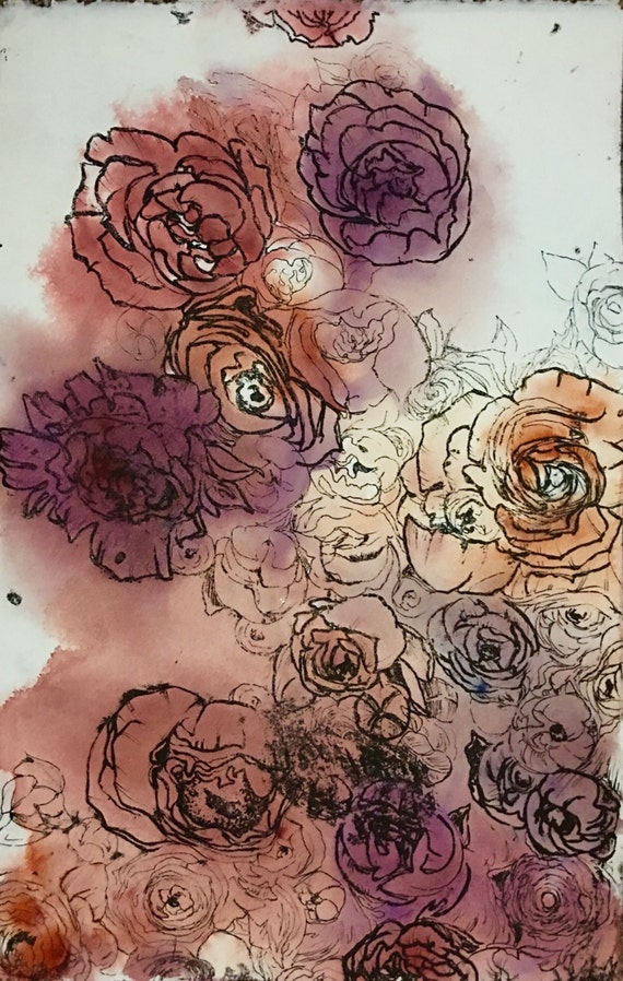 Jewel Tone // Intaglio Print // Small Paintings // Water