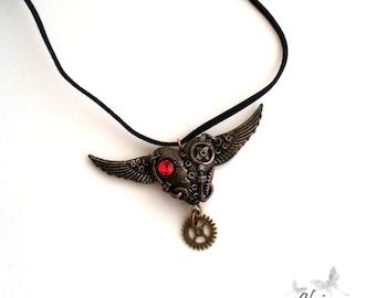 Steampunk Winged Heart Pendant, Wings, Steampunk Necklace, Steampunk jewelry