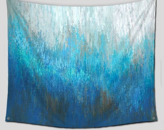 Turquoise teal Wall Tapestry Hanging, Abstract art, Tapestries, Blue brown, Boho Hippie, Home decor, Outdoor tapestry wall art, Patio Garden