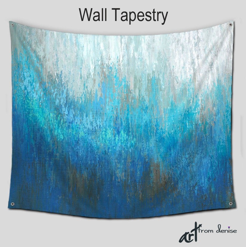Turquoise teal Wall Tapestry Hanging Abstract art