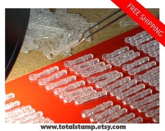 Custom Jewelry Tags - 100 Pcs Laser Cut & Engraved with Your Monogram or Logo. Shaped, Clear - Gold