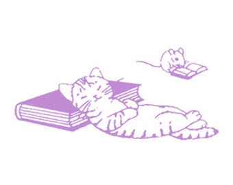 Kawaii "Napping cat" Walnut wood Rubber Stamp - Planner - Scrapbook - Mailing - Packaging decoration.