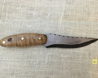 Maple Handle Hand Forged Knife,handmade,steel,exotic wood,scroll, fixed,fishing hunting,man gift,groomsmen,