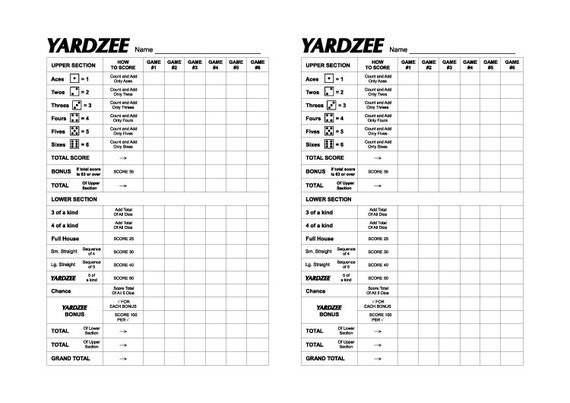 Download Yardzee with Dices frames and score sheet cards DXF SVG ...