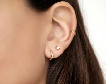 Butterfly tiny stud earrings - Gold butterfly stud earrings - Minimalist earrings - Dainty earrings - Minimalist jewelry - Thin gold studs