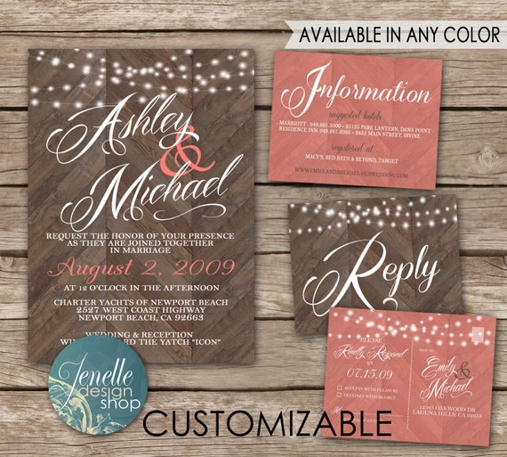 Coral Wedding Invitation Kits 6