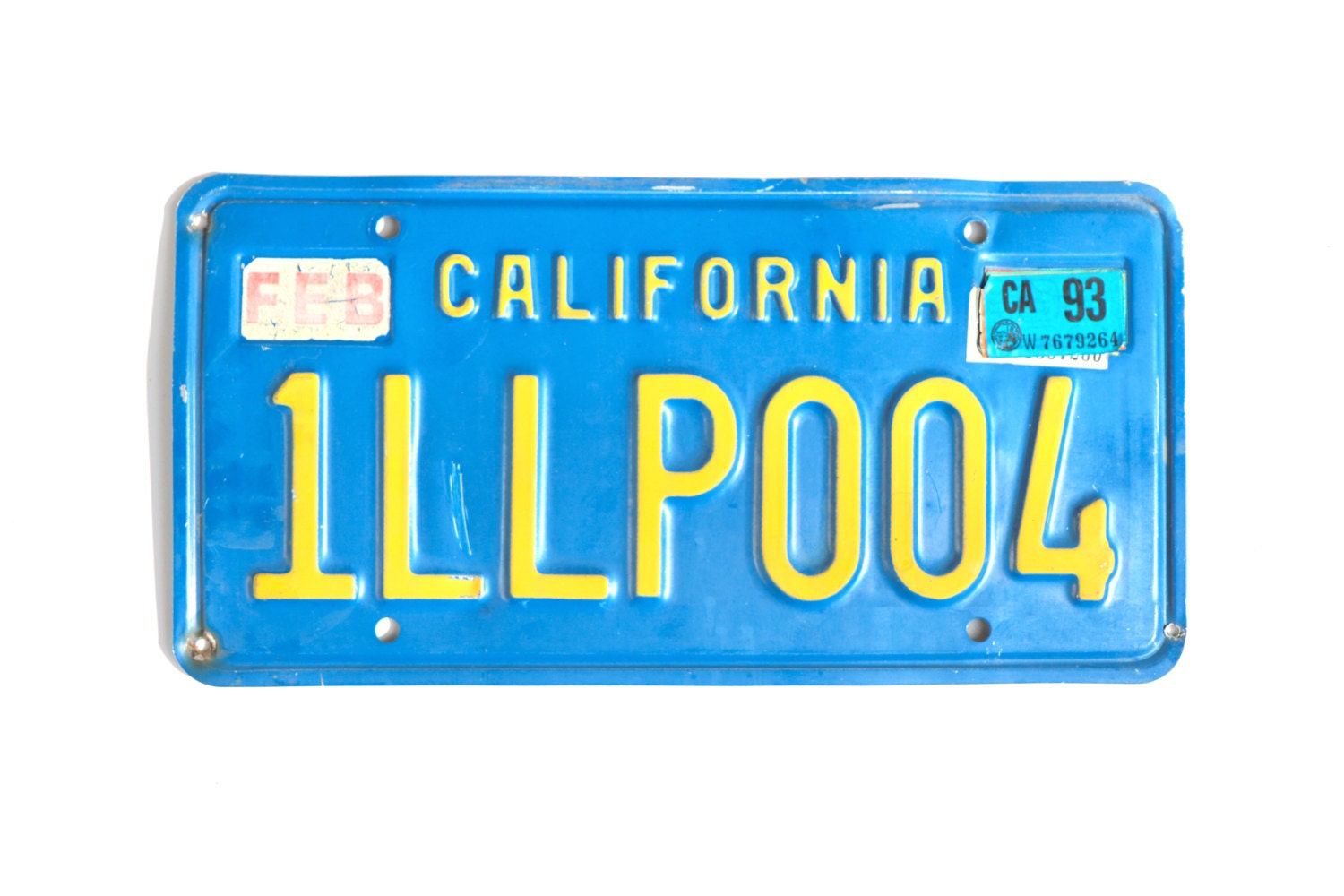 California License Plate/Blue Yellow Vintage CA by AmericanAntique