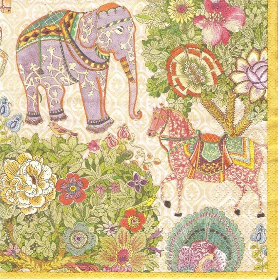 paper decoupage elephants napkins decoupage napkins Horses paper and elephants floral 4