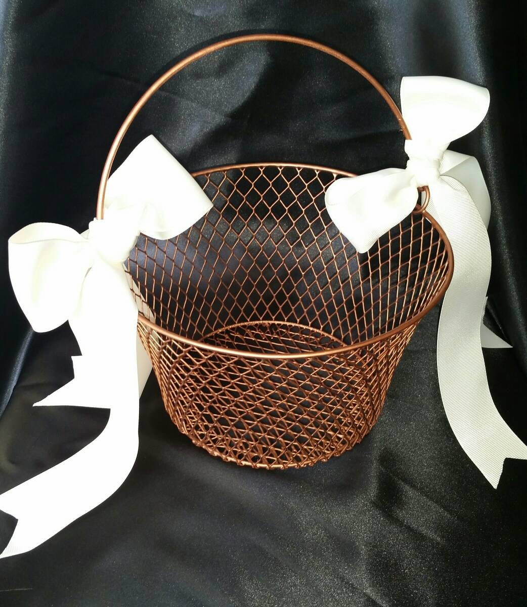 Rose Gold Flower girl basket rose gold basket copper basket