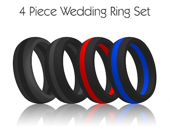 4 piece set mens striped silicone wedding ring bands flexfit hypoallergenic modern athletic wear for - Hypoallergenic Wedding Rings 4 piece set mens striped silicone wedding ring bands flexfit hypoallergenic modern athletic wear for - Hypoallergenic Wedding Rings