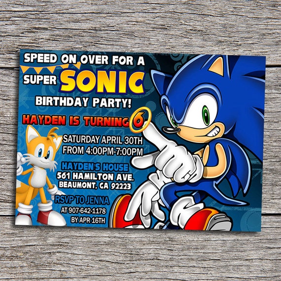 Sonic The Hedgehog Birthday Party Invitations 2