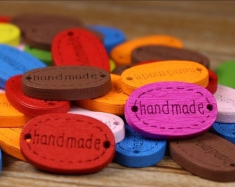 Wooden Buttons, Handmade Buttons, Handmade Tags, Oval Buttons handmade, Colorful Handmade buttons,Wooden Sewing Buttons