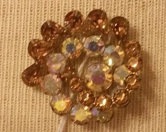 Weiss, Set, Brooch, Earrings, Rhinestones, Costume Jewelry