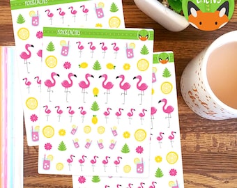 Flamingos - Pink Lemonade Flamingo Bird Summer - Planner Stickers