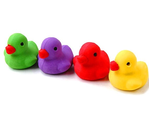 Eraser set of 4 little ducks stationary bright colors