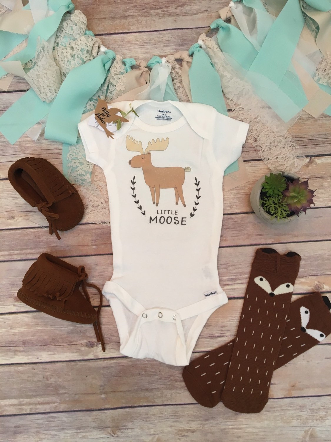 Little Moose Onesie® Baby Boy Clothes Baby Shower by BittyandBoho