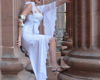 Wedding dress, asymmetrical and unusual, unique
