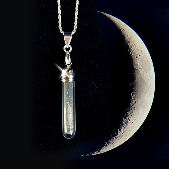 Own the Moon! Real Lunar Meteorite Moon Dust (NWA 5000)  Necklace w/Sterling Silver Chain and Certificate of Authencitiy