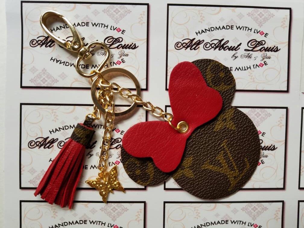 Upcycled Louis Vuitton Minnie Mouse Bag Charm in Red