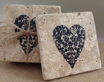 Coasters, Stone Coasters, Heart Coasters, Housewarming Gift, Rustic Wedding, New Home Gift Ideas, Wedding Gift Ideas, Rustic Wedding Gift