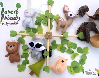 Forest Baby Mobile - forest creatures mobile - crib mobile - cot mobile - nursery mobile - hanging mobile- woodland mobile