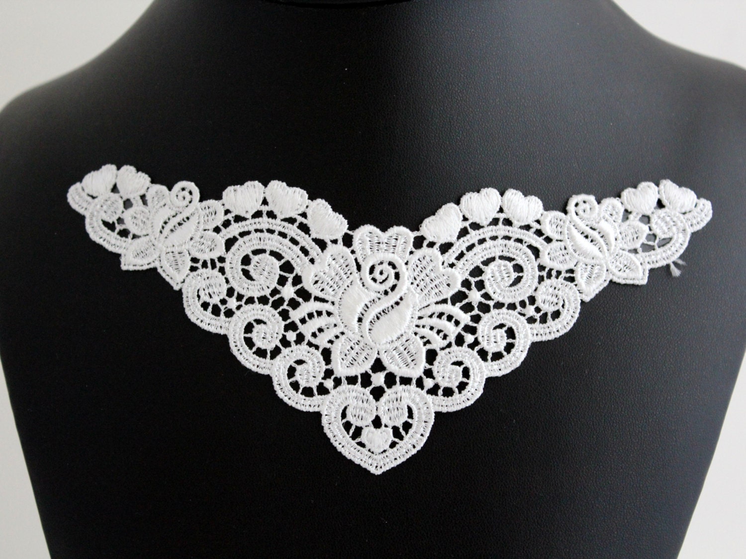 Swiss embroidery lace applique ivory