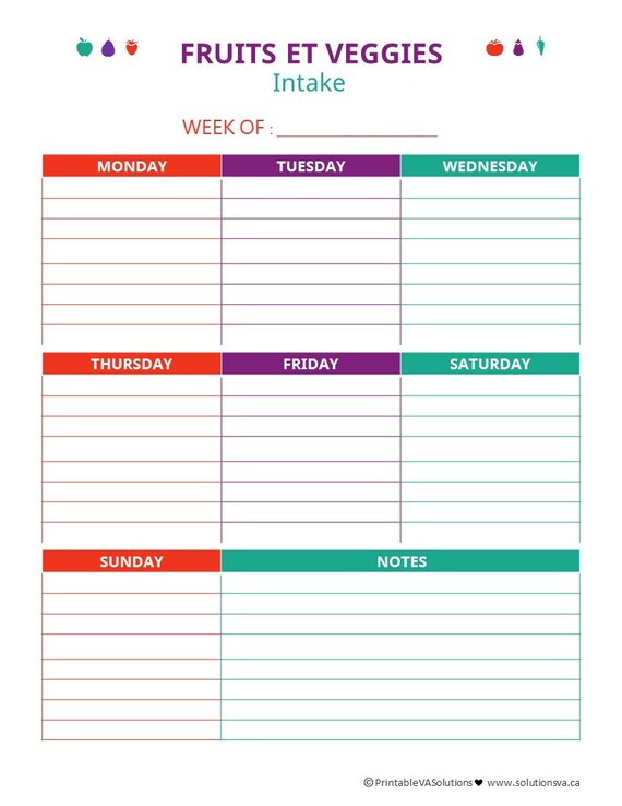 Fruit and Veggies Tracker Printable Digital by PrintablesByLucie