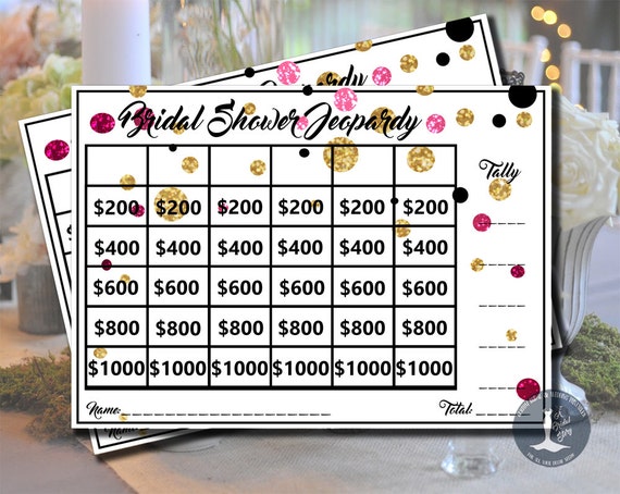 Jeopardy Bridal Shower Game Printable Instant by ABridalStory