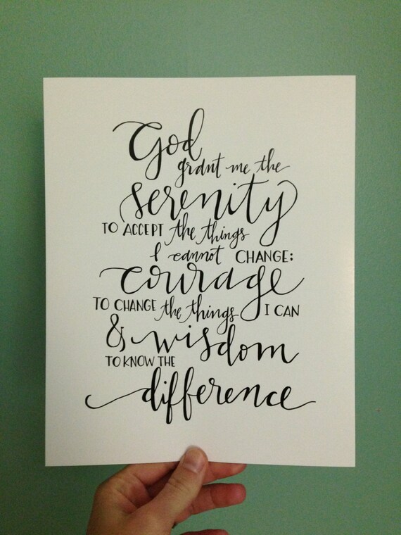 serenity prayer hand lettered print by chosenletteringco on etsy