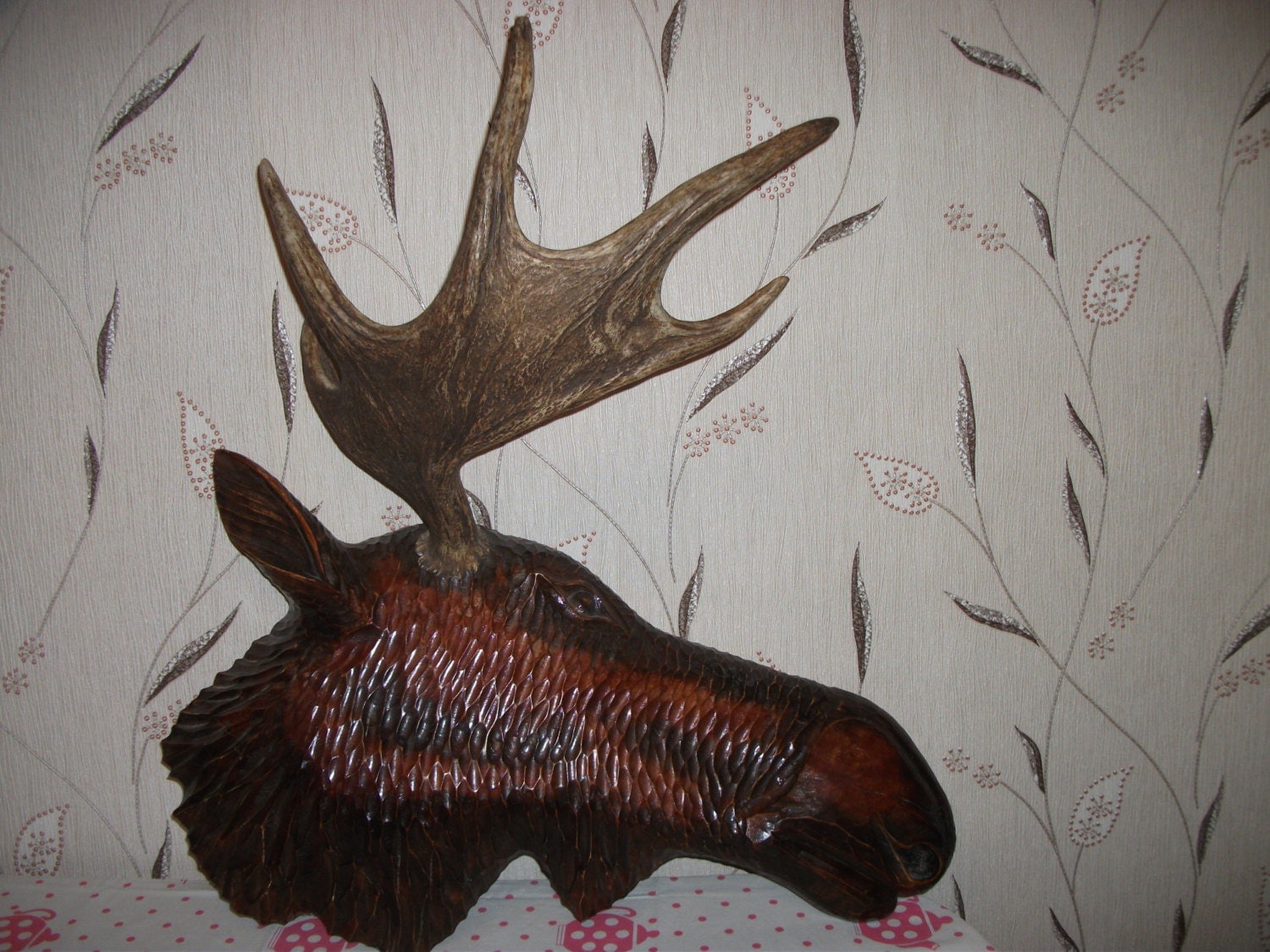 Moose Head Wooden Sculpture/ Large Decorative moose head in