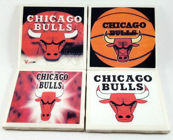 Bulls-Chicago Bulls/Tile Coasters/NBA/Basketball/Gifts by MaliDena