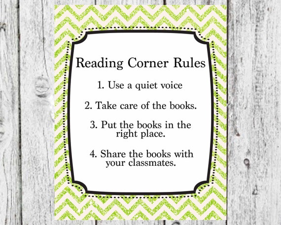 Reading Corner Rules Teacher Decor Classroom Decor Reading