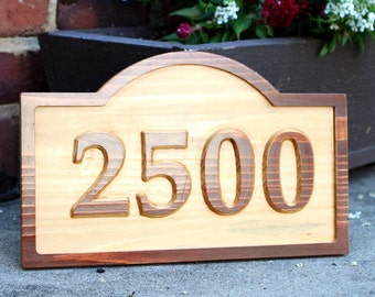 Carved Cedar House Number sign