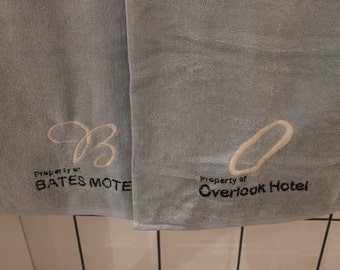 Horror Towel Set (2 gym towels, embroidered) (bates motel, horror movie, ahs, american horror story, hotel cortez, overlook hotel)