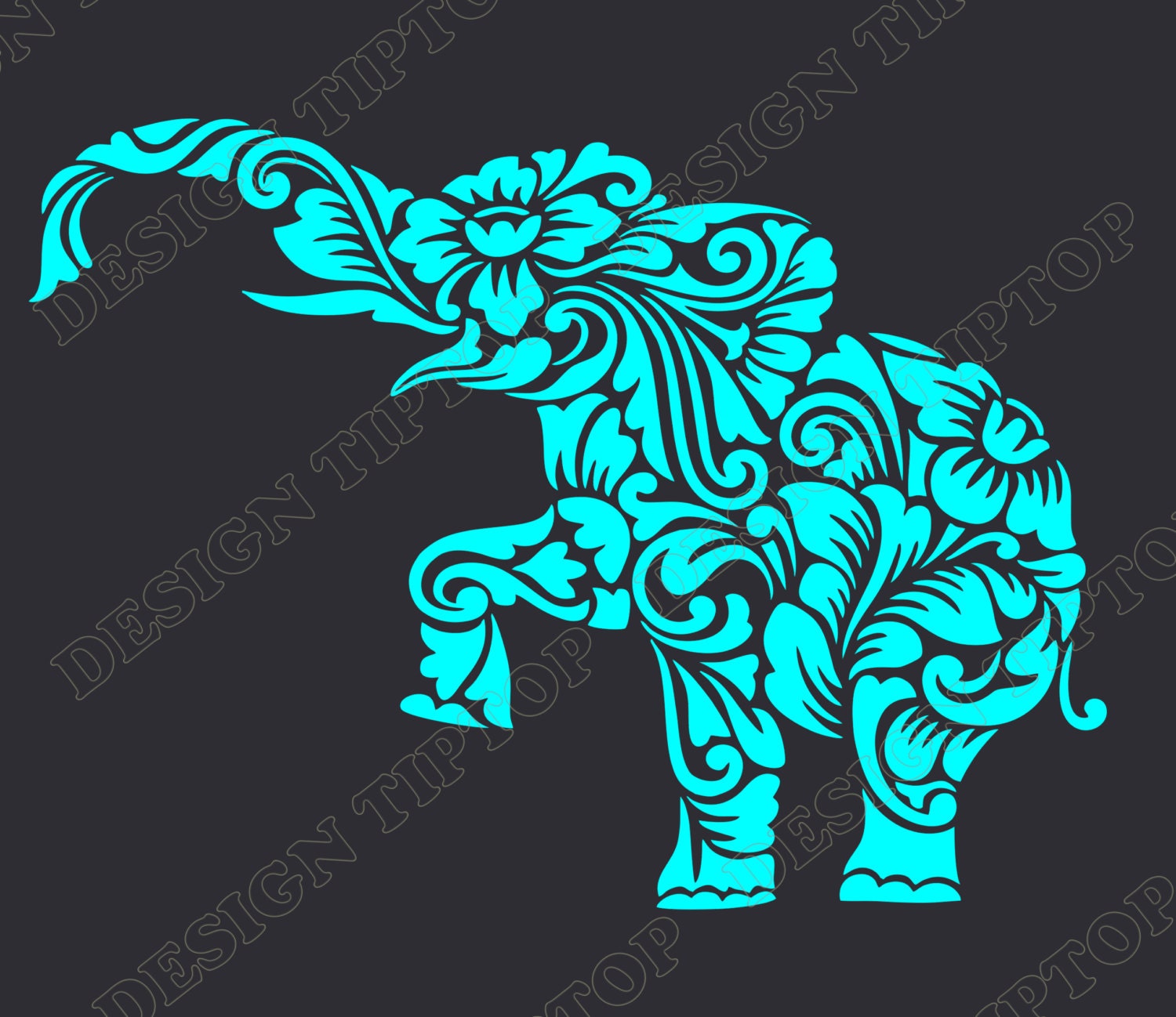 Download Flower elephant SVG DXF cut file elephant zentangle