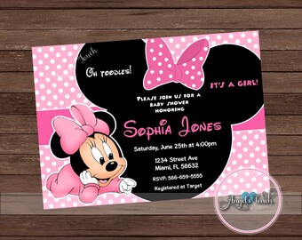 Minnie Mouse Baby Shower Invitation, Minnie Mouse Baby Shower, Pink Baby Minnie Mouse Invitation, Minnie Mouse Invitation, Digital File.