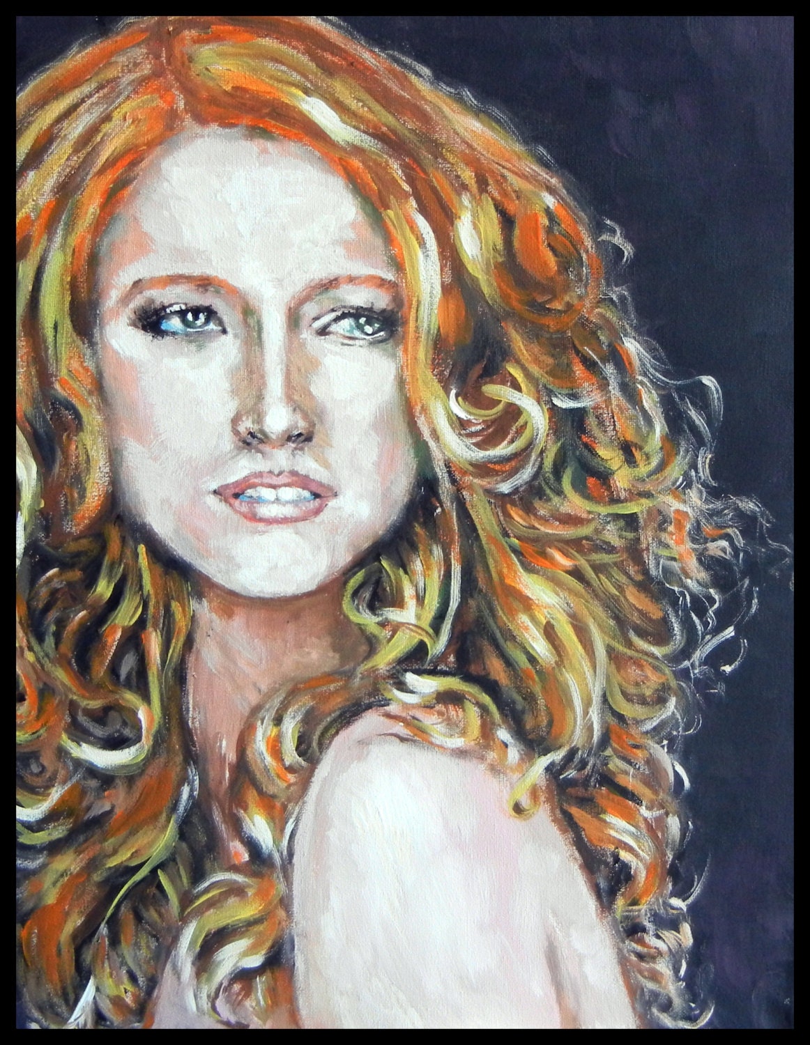 Original Acrylic  Painting  Beautiful  Girl  I