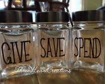 Unique give save spend related items | Etsy