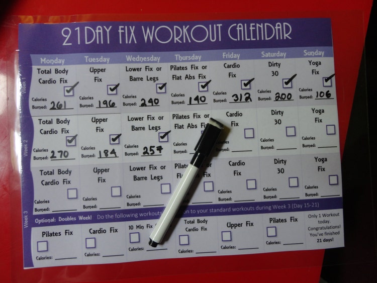 21 day fix extreme workout calendar