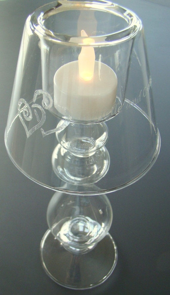 Custom Printed Etched Blown Glass Votive Candle Holder with