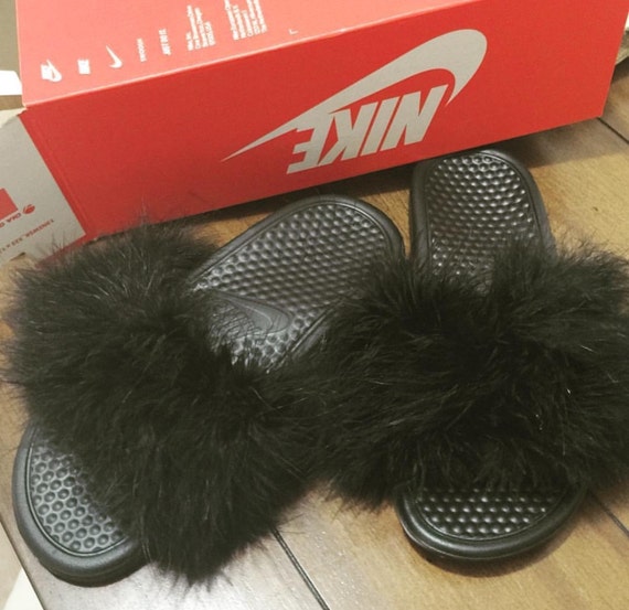 Fluffy Nike Slides