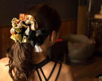 Hair accessory,Chou-Chou (scrunchie, scrunchy) and Urushi Kanzashi set Of Japan