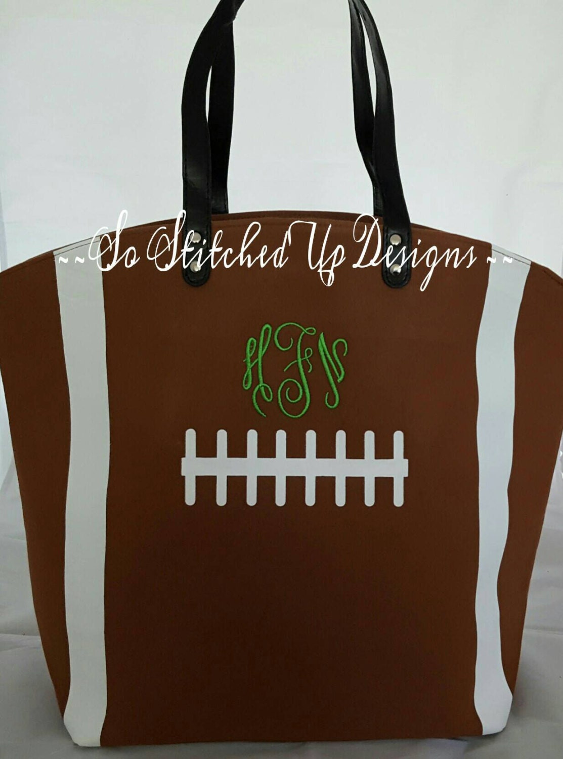 Embroidered Canvas Football Tote bag Personalized and ready